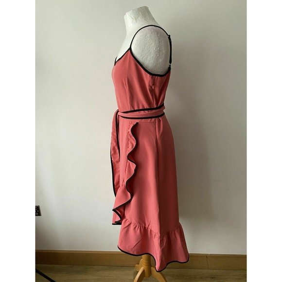 mint & berry Faux Wrap Strapy Dress Size 14 Baroque Rose - Picture 7 of 11